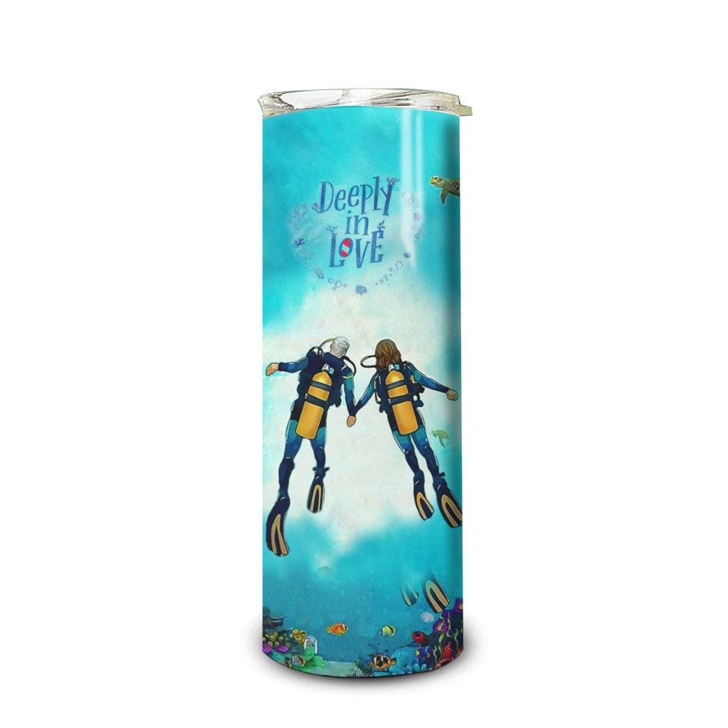 Mysticlife 3D Scuba Diving Deeply In Love Custom Name Text Design Insulated Vacuum Tumbler