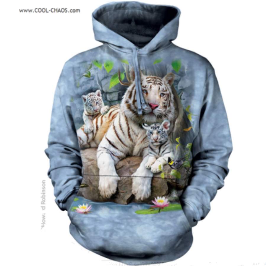 White Tigers Hoodie / Bengal Tiger Family Tie Dye Hoodie