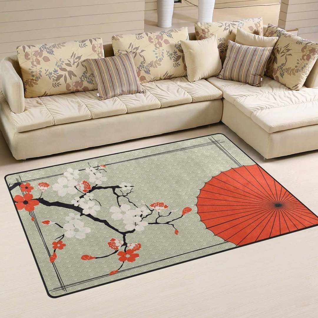 Vintage Japanese Umbrella Cherry Blossom Rug