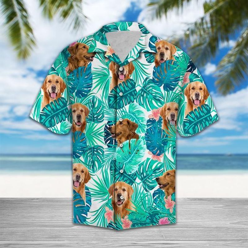 Golden Retriever Blue Unique Design Unisex Hawaii Shirt For Men And Women Ha66916