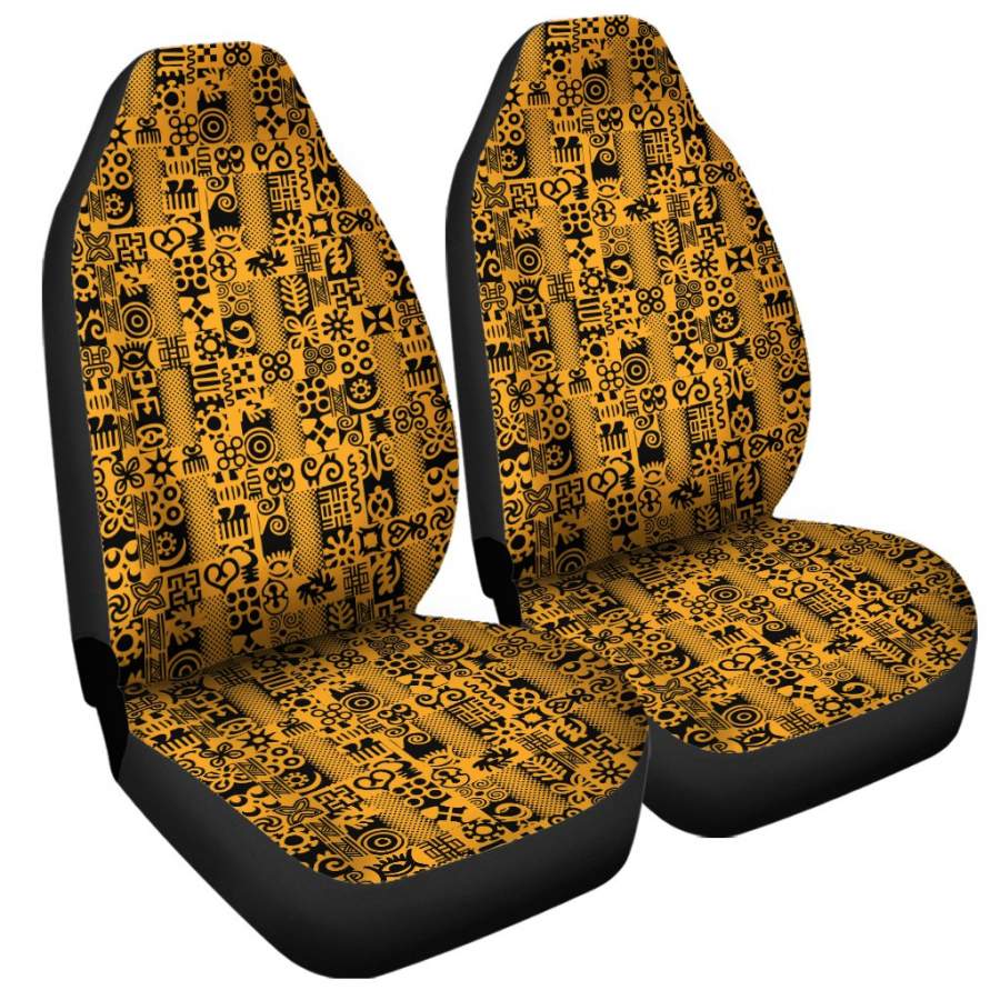 West African Adinkra Tribe Symbols Universal Fit Car Seat Covers