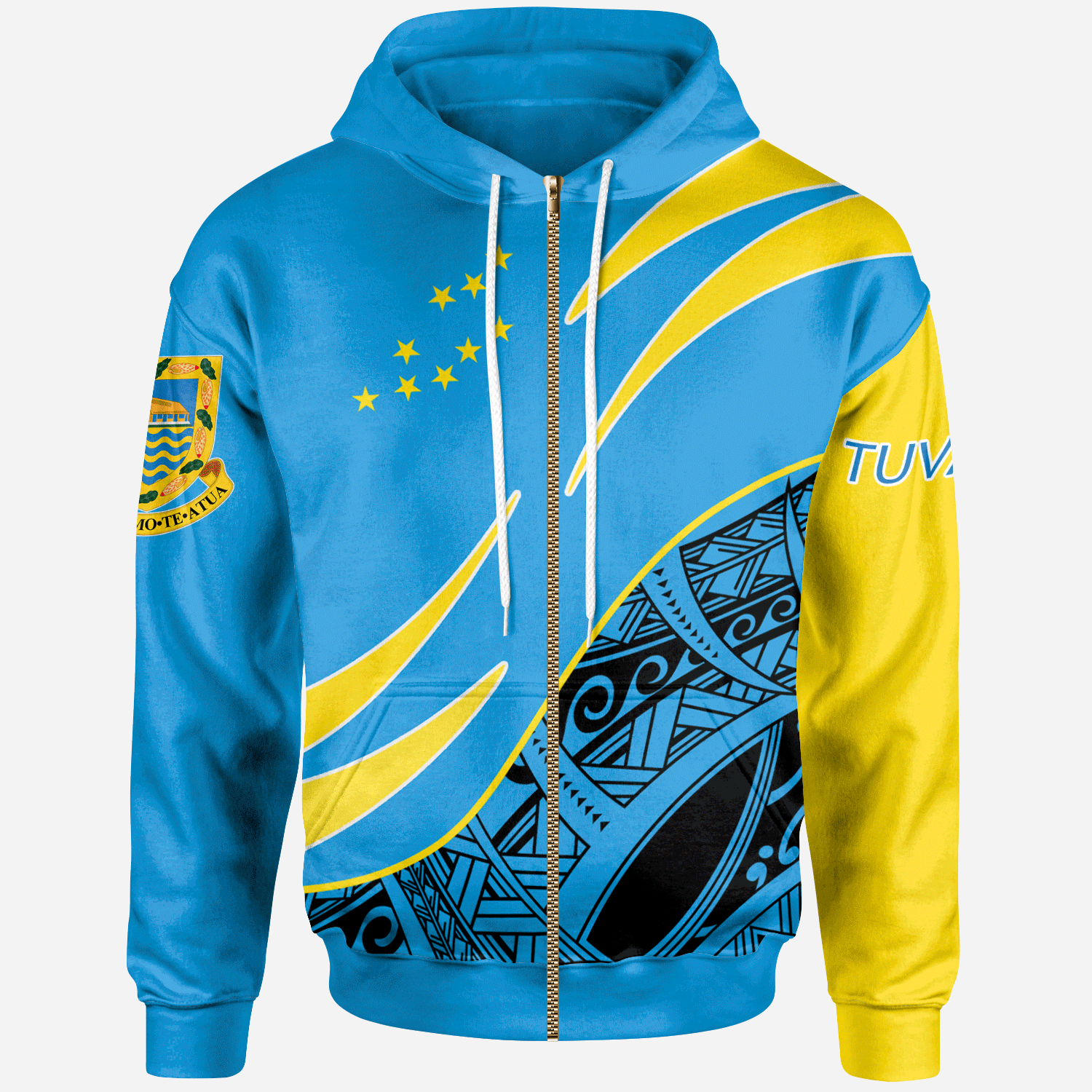 Tuvalu Zip Hoodie – Custom Personalised Symmetrical Lines – BN27