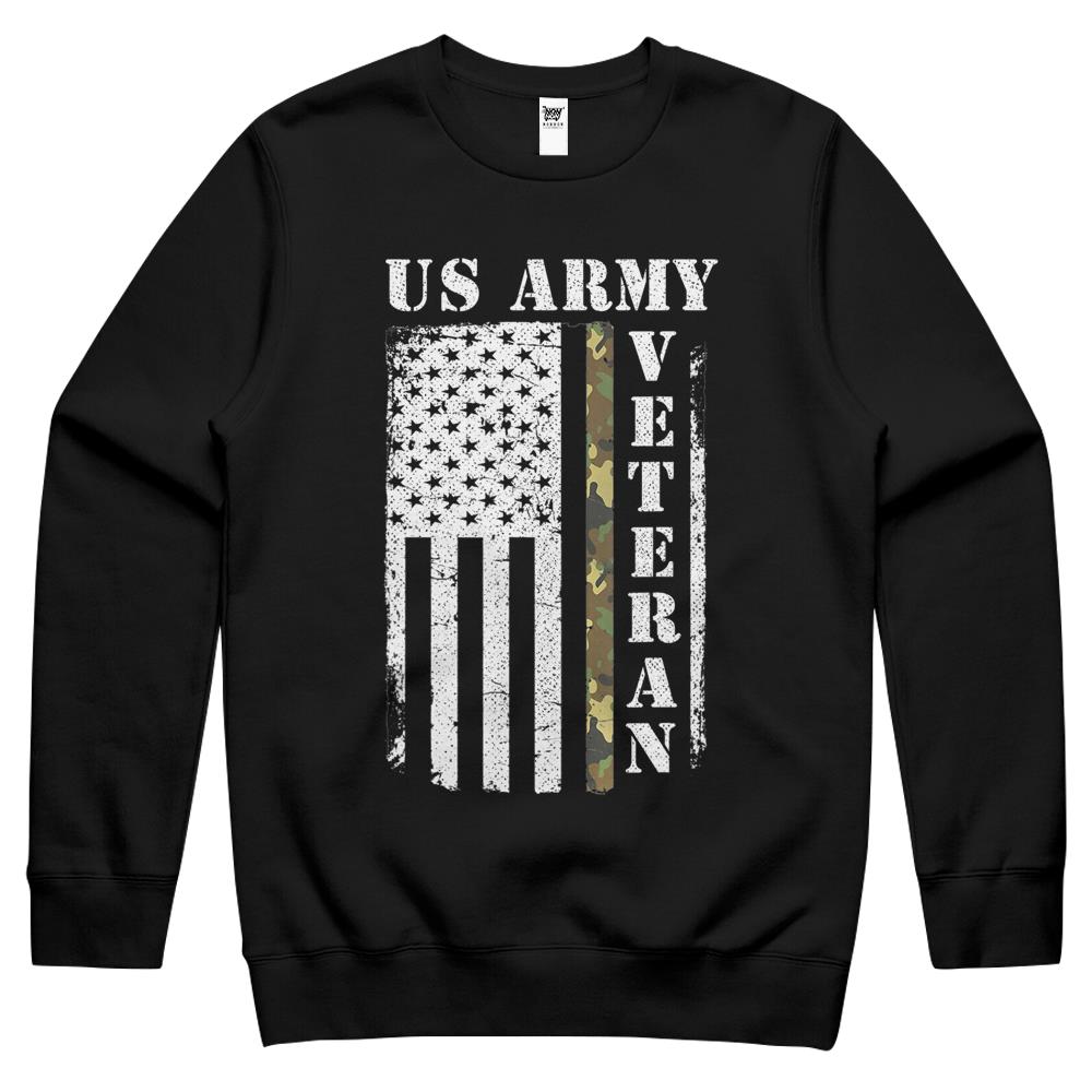 American Flag Camo Proud Us Army Veteran Tee Gift Women, Men Crewneck Sweatshirt