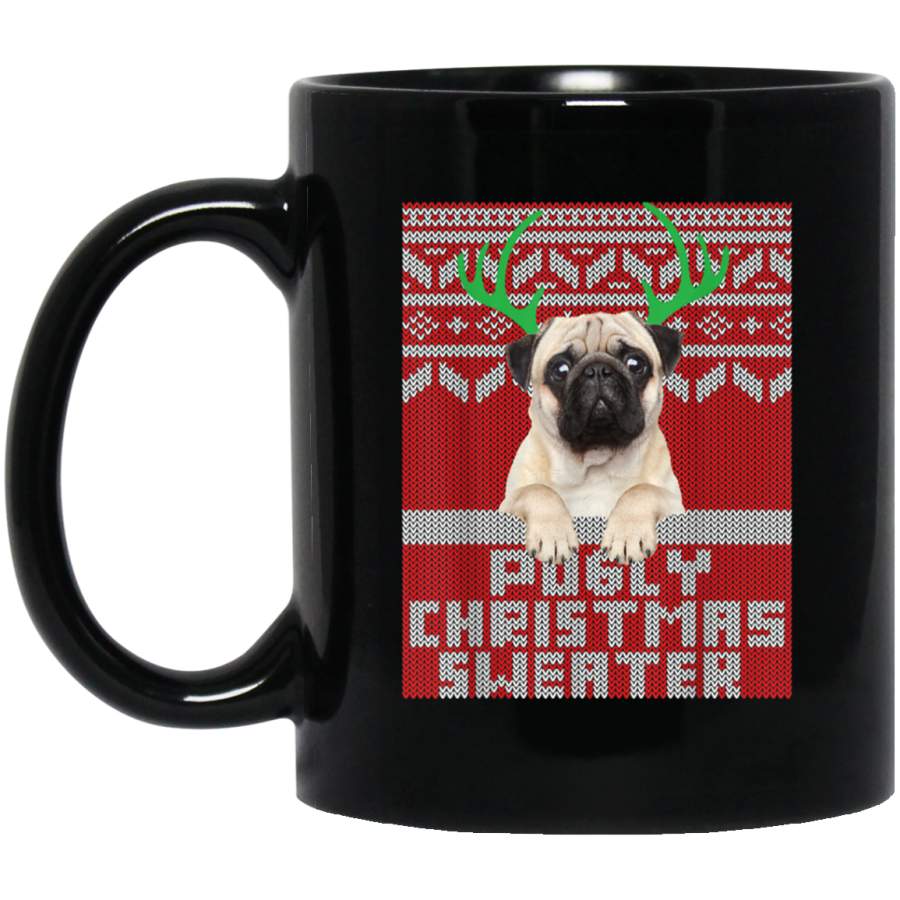 Ugly Christmas Pattern Cute Pug Pugly Christmas Sweater Gift 11 oz 15 oz Mug