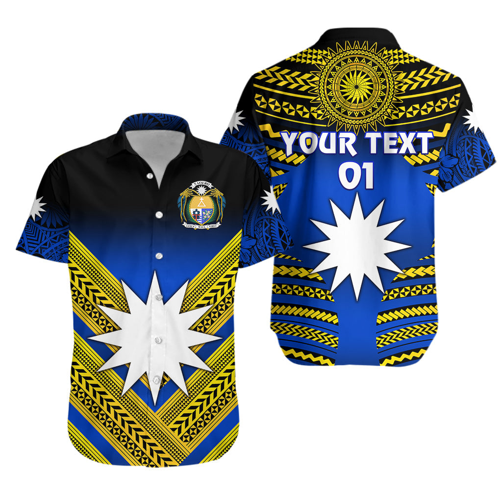 (Custom Personalised) Nauru Polynesian Flag Hawaiian Shirt Creative Style – Gradient Blue, Custom Text And Number Lt8