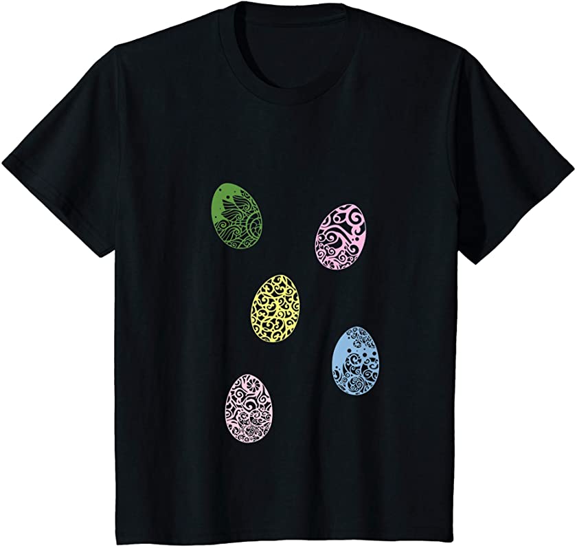 Kids Happy Easter Egg Mandala Bunny Eggs Girls T-Shirt