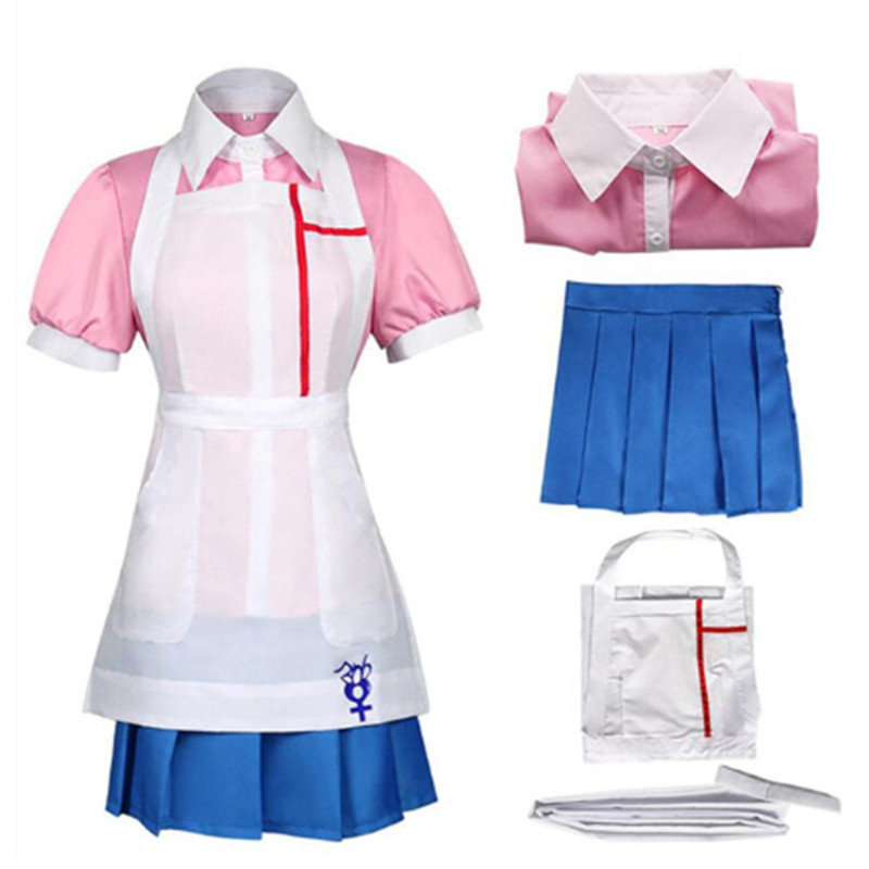 Anime Danganronpa Cosplay Costume Mikan Tsumiki Women Dress Maid Uniform Full Set Halloween Carnival Clothes alx