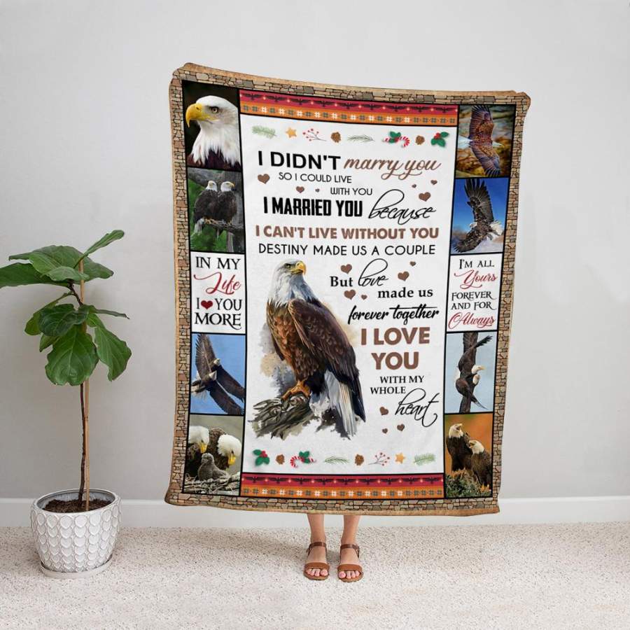 Eagle i can’t live without you i love you with my whole heart candy cane christmas winter fleece blanket/ sherpa blanket