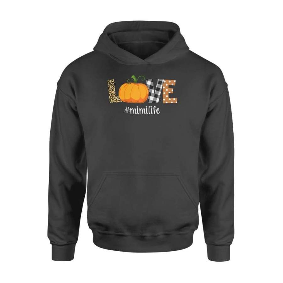 Womens LOVE Pumpkin Leopard Plaid Mimi Life Fall Thanksgiving – Standard Hoodie