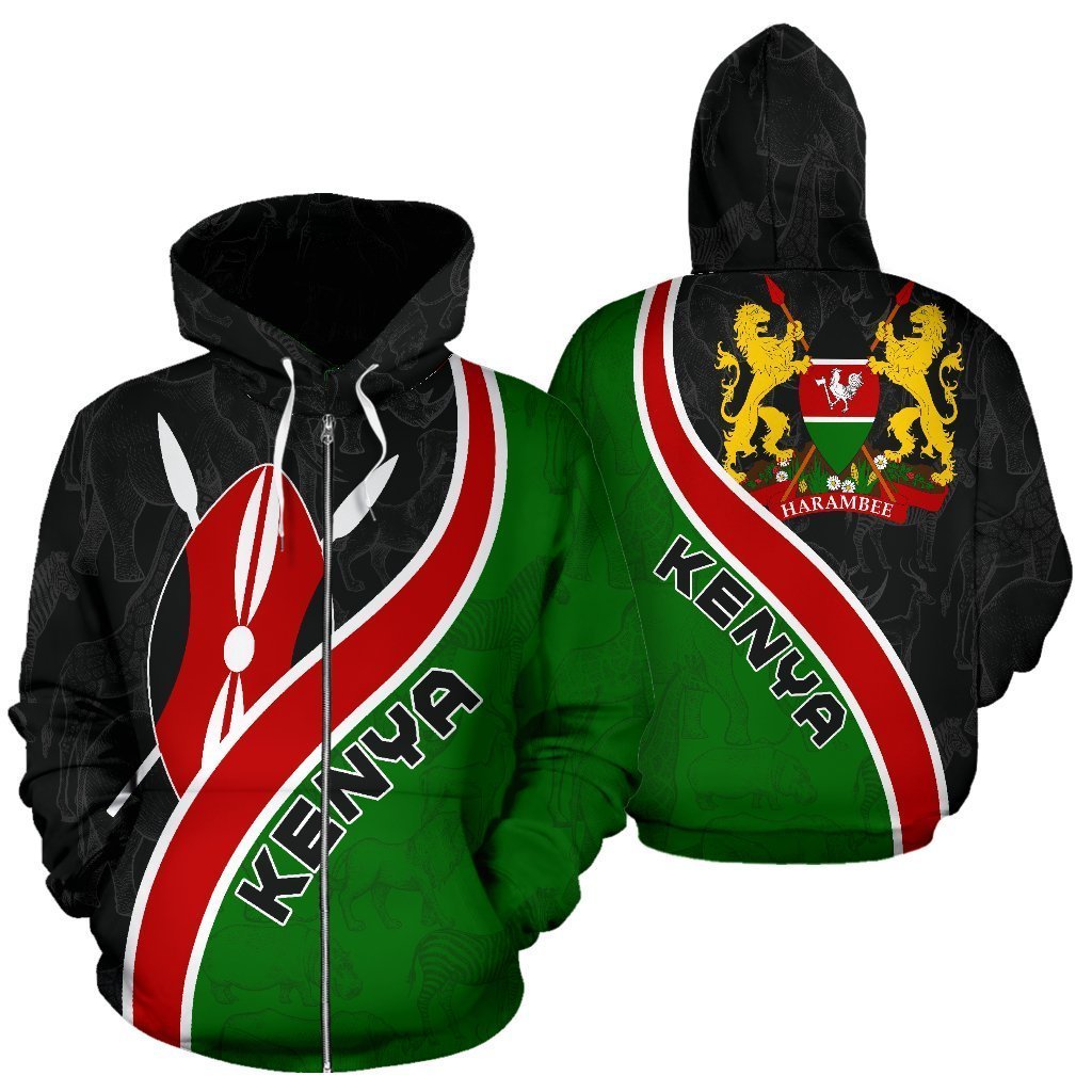 Greek Life Hoodie Kenya Shield Lion Zip Hoodie Karipun