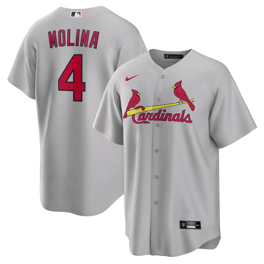 Yadier Molina 4 St. Louis Cardinals Road Men Jersey – Gray