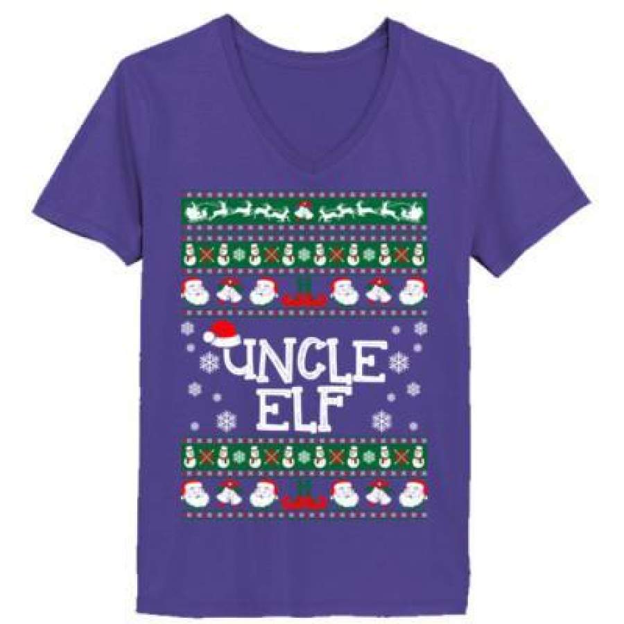 AGR Uncle Elf Ugly Christmas Sweater – Ladies’ V-Neck T-Shirt