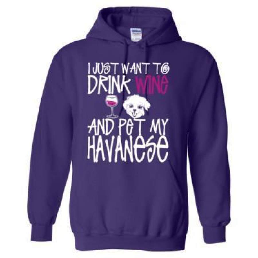 AGR I Just Want To Drink Wine And Pet My Havanese Dog – Heavy Blend™ Hooded Sweatshirt