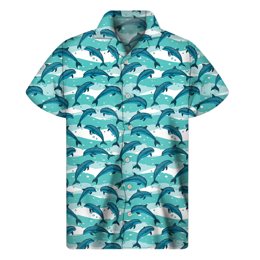 Dolphins In The Ocean Pattern Print Men’S Short Sleeve Shirt