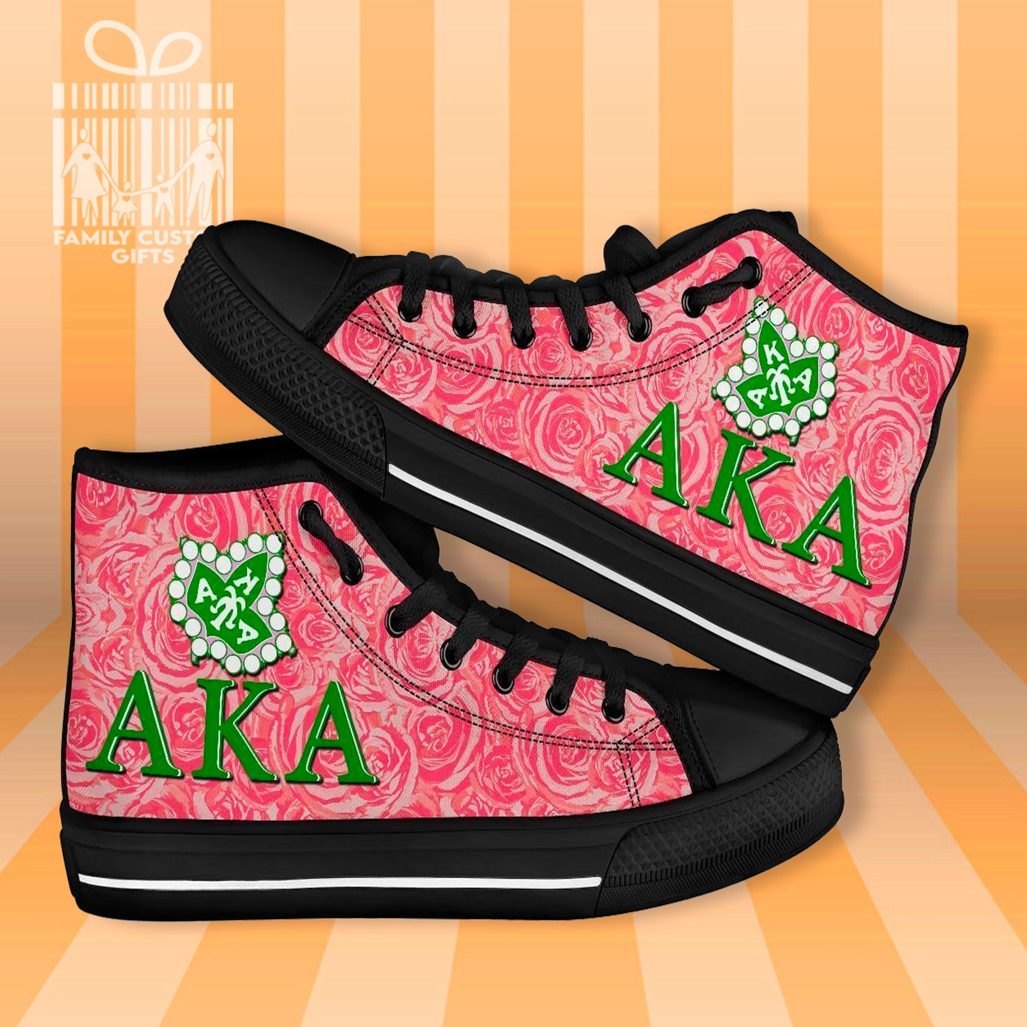 Alpha Kappa Alpha Rose High Top Canvas Shoes For Men Women 3D Prints Fashion Sneakers