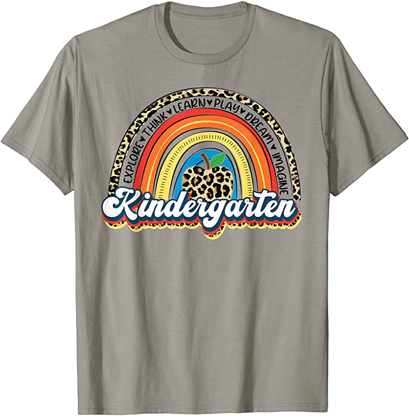 W6mV Rainbow Leopard Kinder Teacher First Day Of School T-Shirt