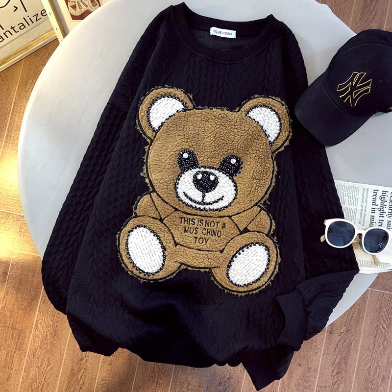 Autumn And Winter Cashmere Sweater Women’s Casual Loose Jacquard Design Sense Heavy Industry Bear Coat alx