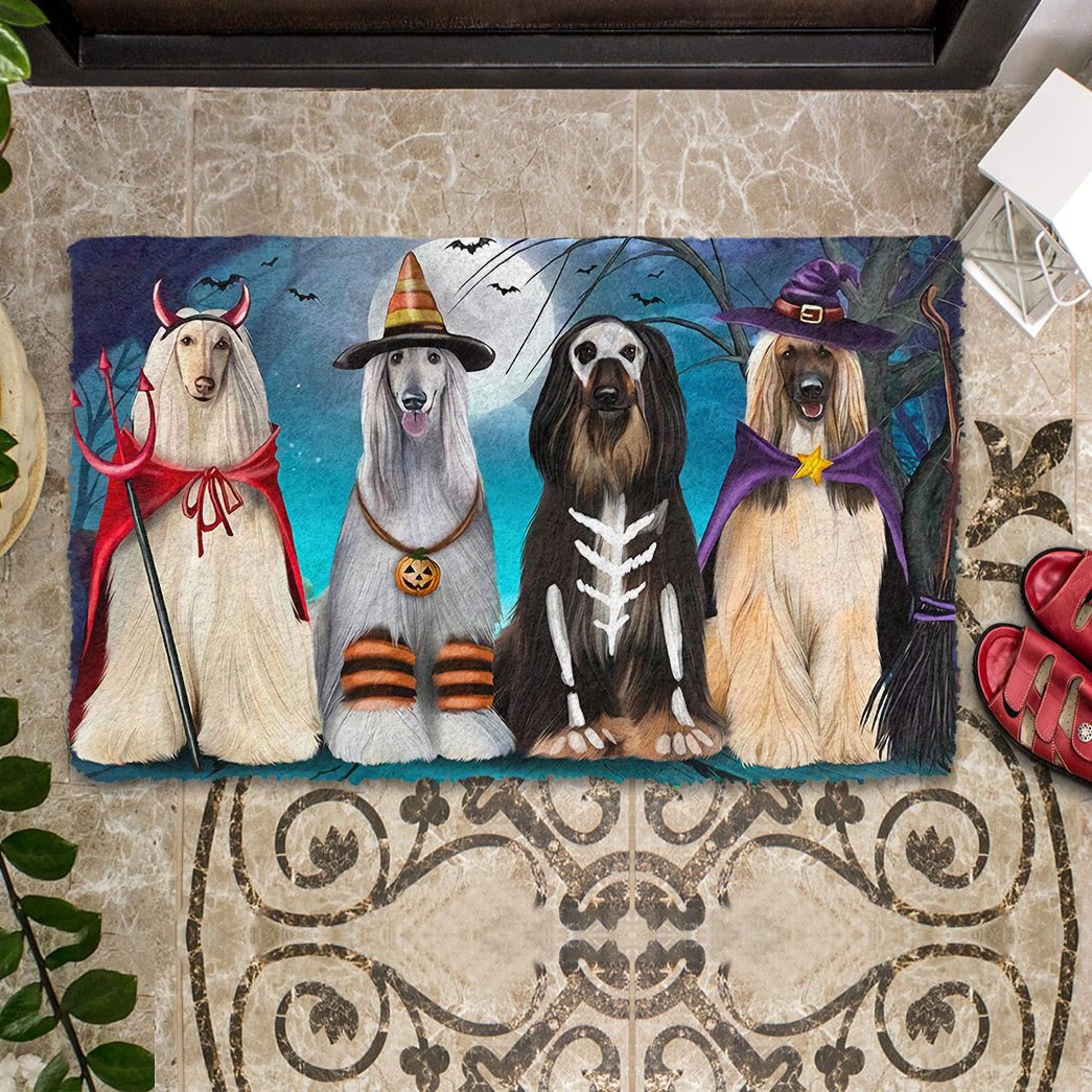 Tmarc Tee Afghan Hounds Dog Halloween Doormat