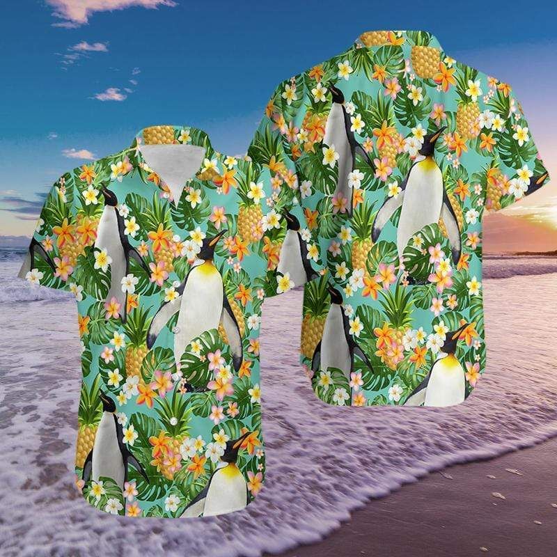 Felacia [Hawaii Shirt] Penguin With Pineapple Tropical Summer -ZX0954