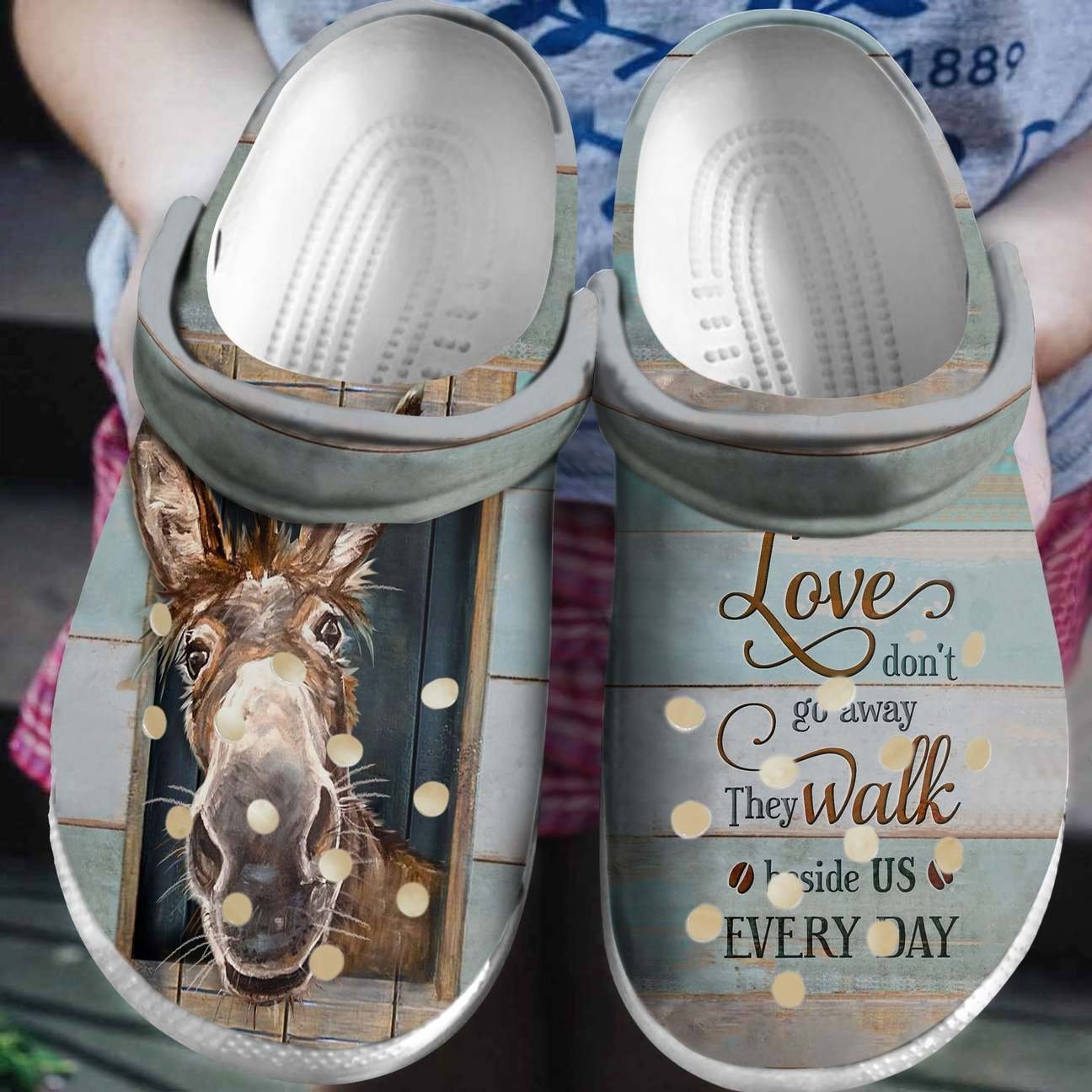 Donkey Personalized Clog, Custom Name, Text, Color, Number Fashion Style For Women, Men, Kid, Print 3D Those We Love Don’T Walk Away