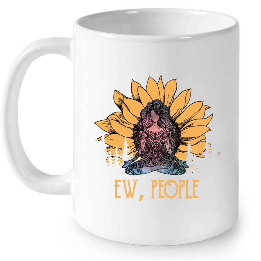 Ew People, Yoga Hippie Girl Vintage Retro Classic – Full-Wrap Coffee White Mug