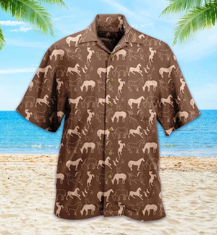 Pattern Horse Brown Hawaii Shirt Ha88889