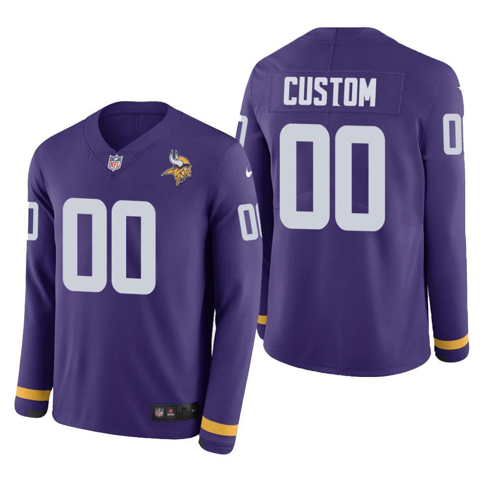 Minnesota Vikings Custom Therma Long Sleeve Mens Jersey Purple