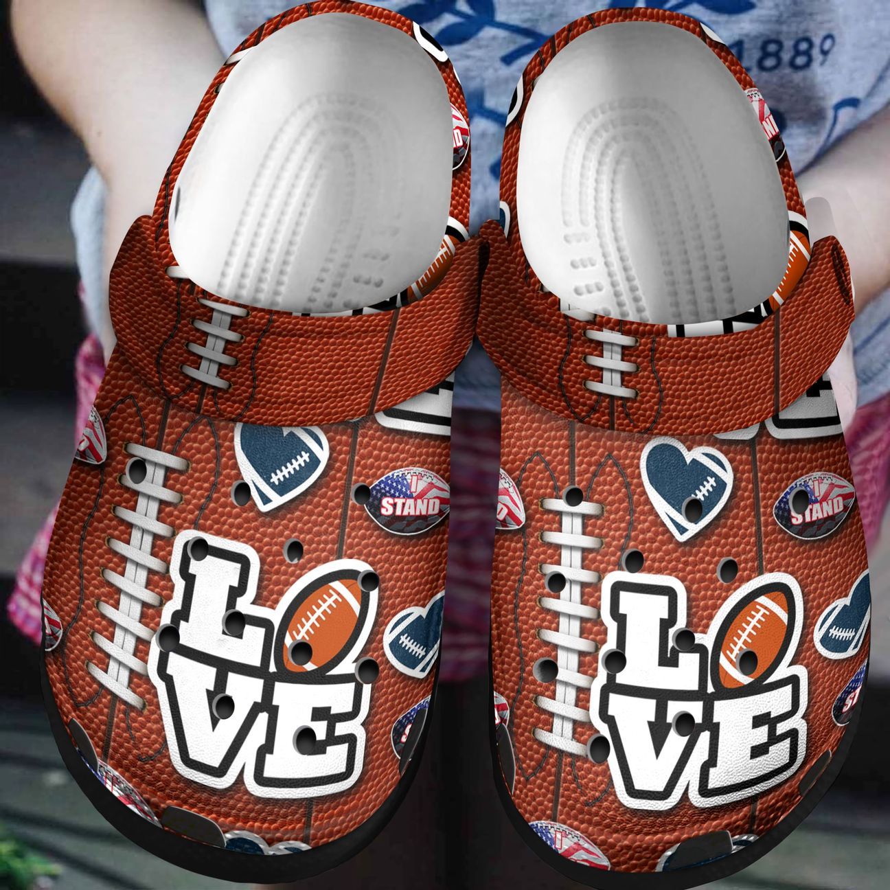 Football American Personalized Clog, Custom Name, Text, Color, Number Fashion Style For Women, Men, Kid, Print 3D