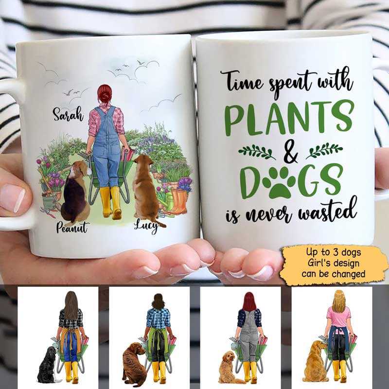 Time Spent With Dogs And Gardening Personalized Mug