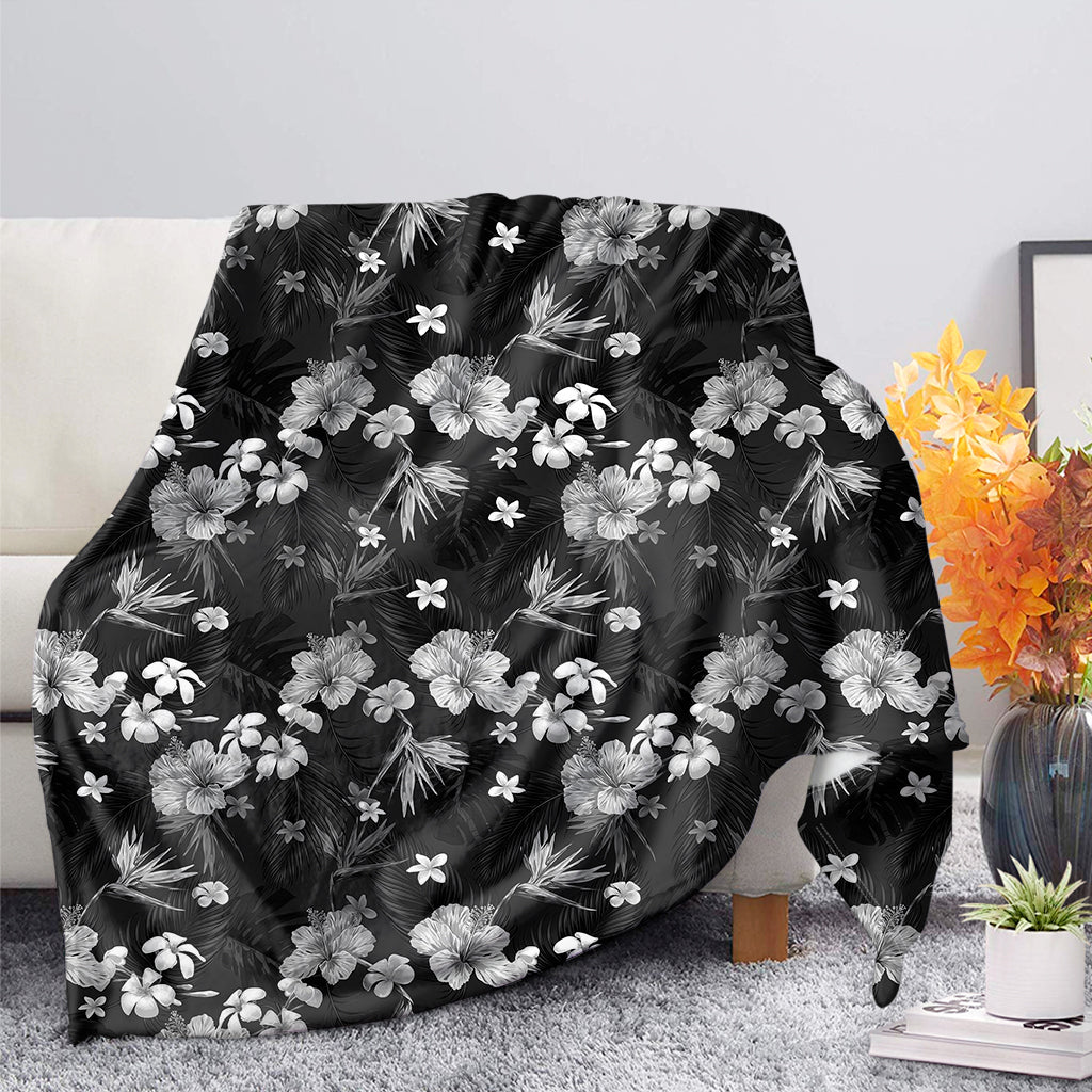 Monochrome Hawaii Floral Print Blanket Ha34316