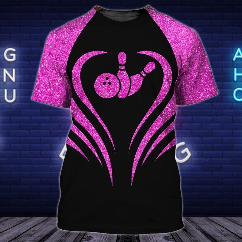 Black And Pink Women Bowling Shirt, 3D Bowling Shirts For Women