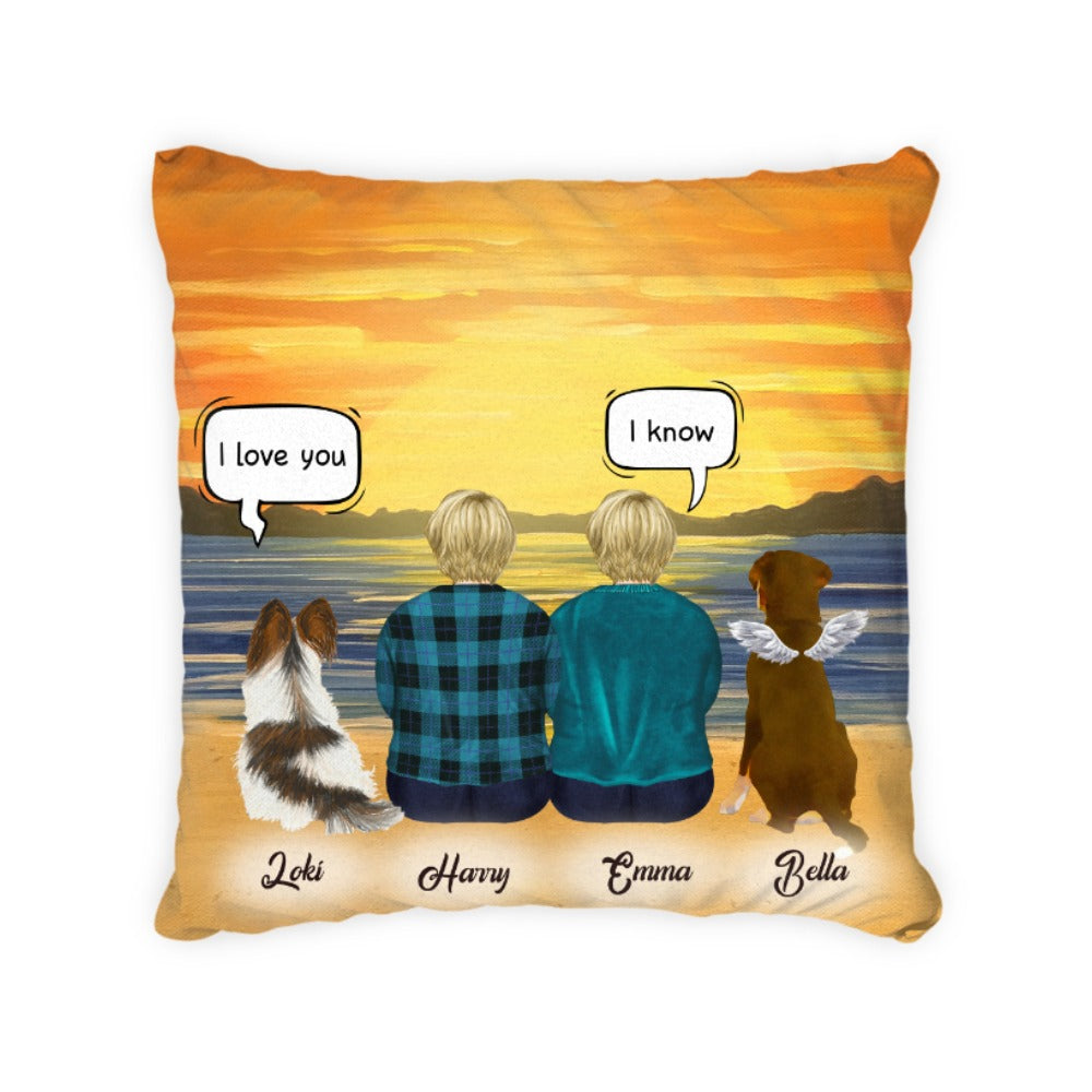 Personalized Pillow For Pet Lovers – Two Persons With Pets Conversation – Being A Pet Mom Is My Happily – Choose Pets/Dogs/Cats/Rabbits (Print On 2 Sides) – Furlidays