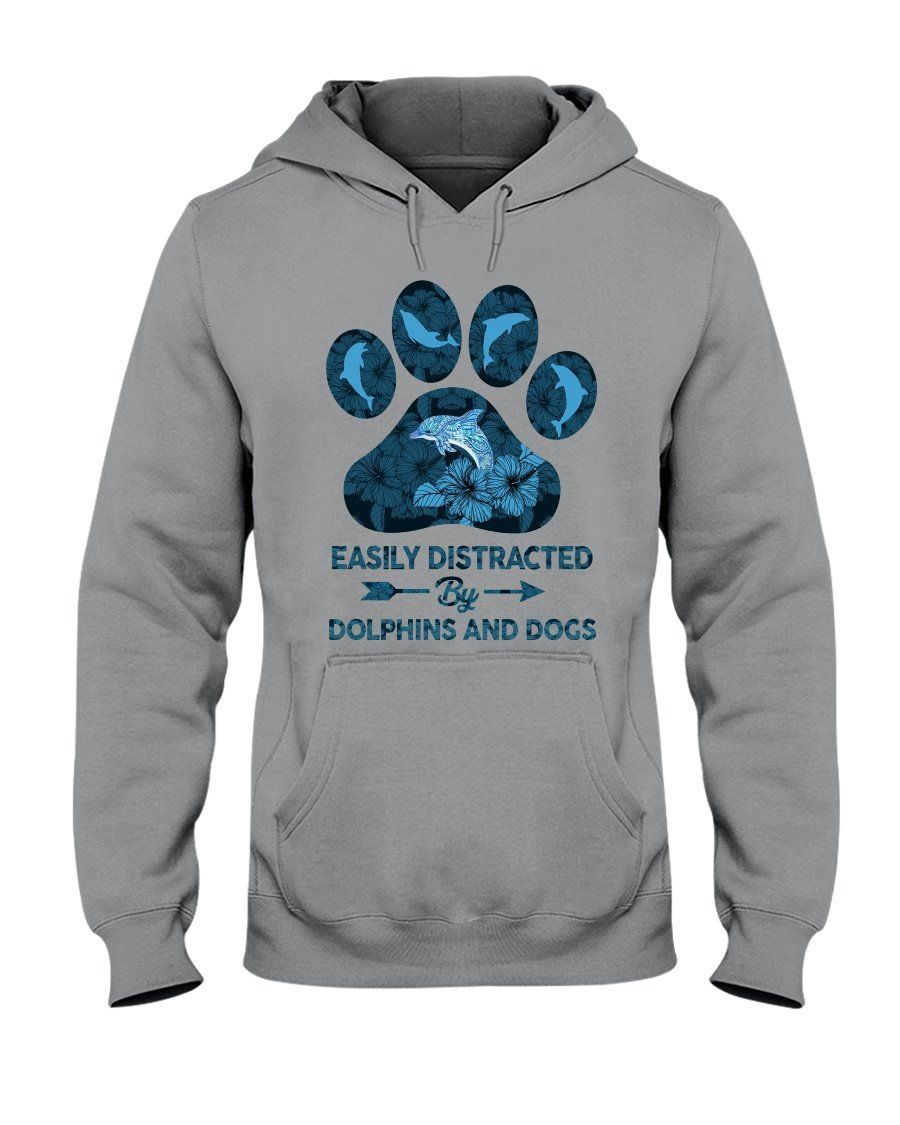 Easily Distracted By Dolphins And Dogs Unique Custom Design Hoodie