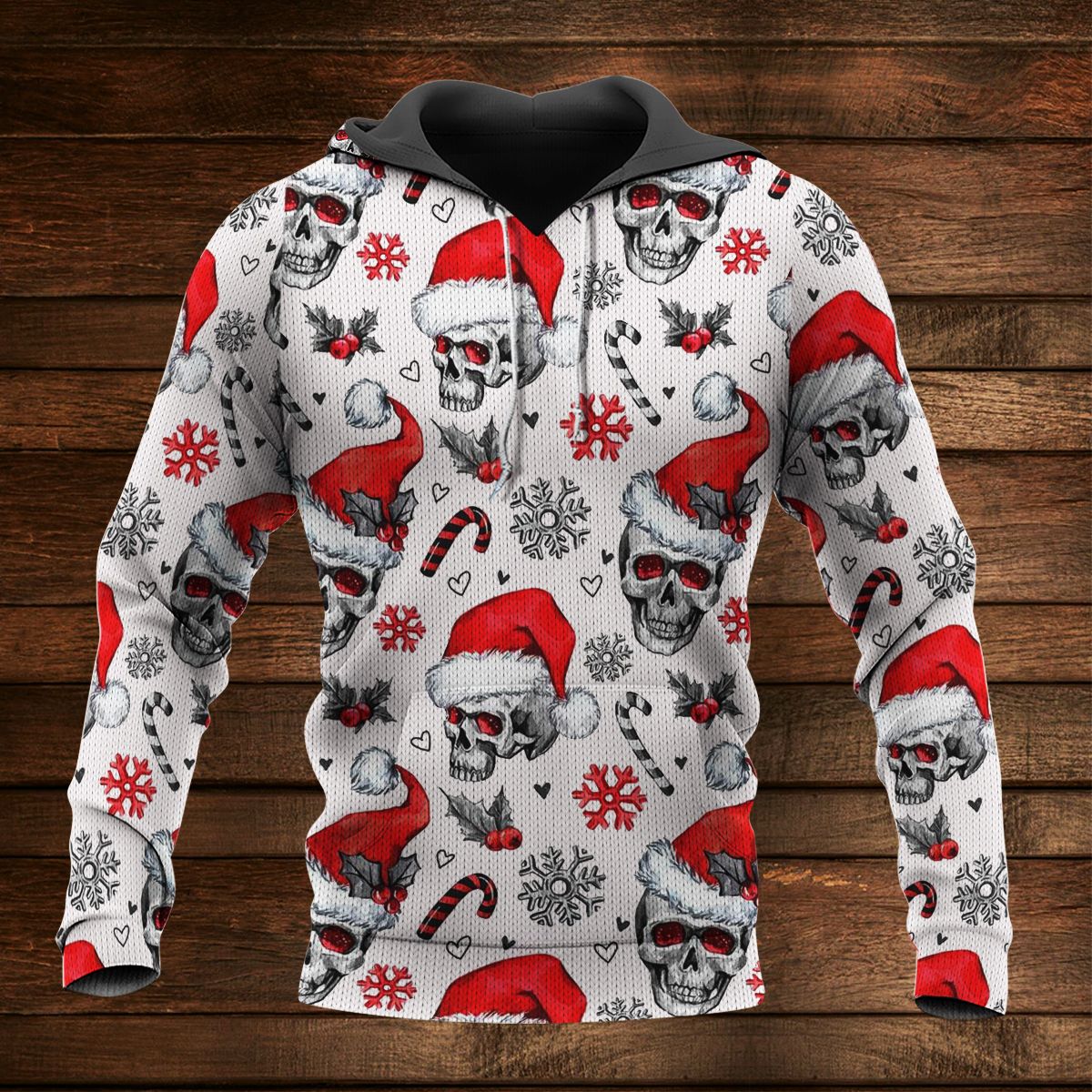 AmazeStyleZ 3D Knitting Pattern Ugly Sweater/Hoodie Skull with santa hat Ugly Christmas Sweater 3D Hoodie Gift For Skull Lover 3D Printed Hoodies