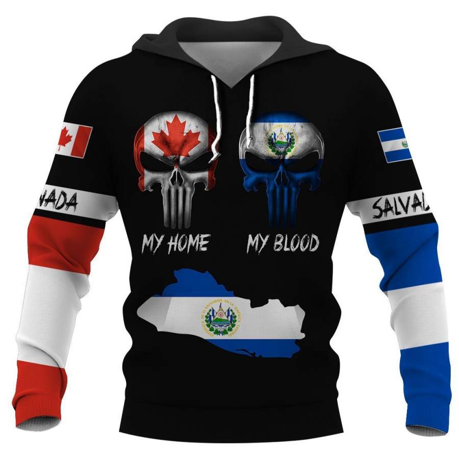 Canadian my home Salvadoran my blood hoodie t-shirt 3D Full Printing