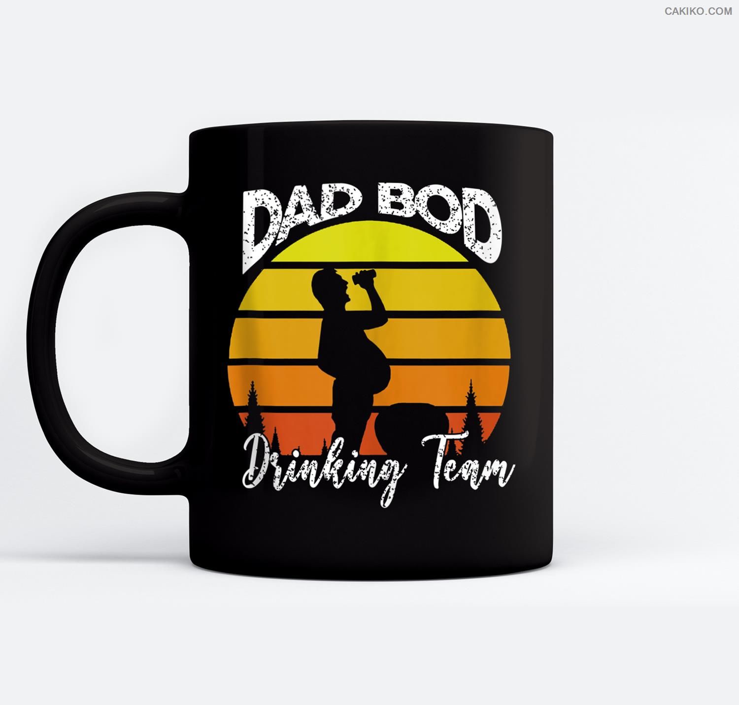 Retro Dad Bod Drinking Team Funny Beer Belly Man Ceramic Coffee Black Mugs