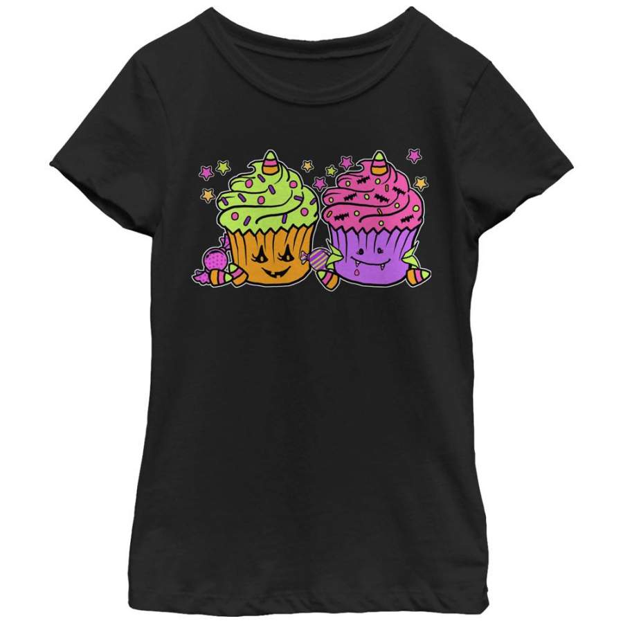 Lost Gods Girl’s Halloween Cupcakes  T Shirt Black S