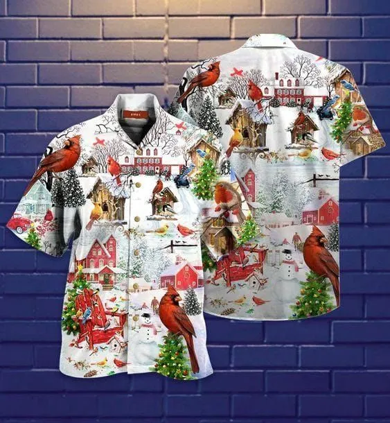 Amazing Christmas Cardinal Aloha Hawaii Shirts For Men Women Ha33163