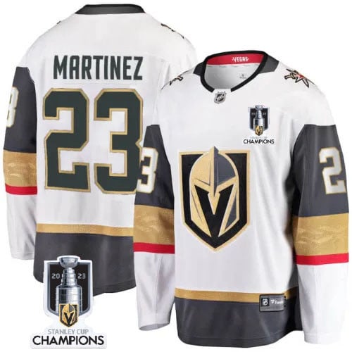 Alec Martinez 23 Vegas Golden Knights 2023 Stanley Cup Champions Patch Breakaway Jersey – White