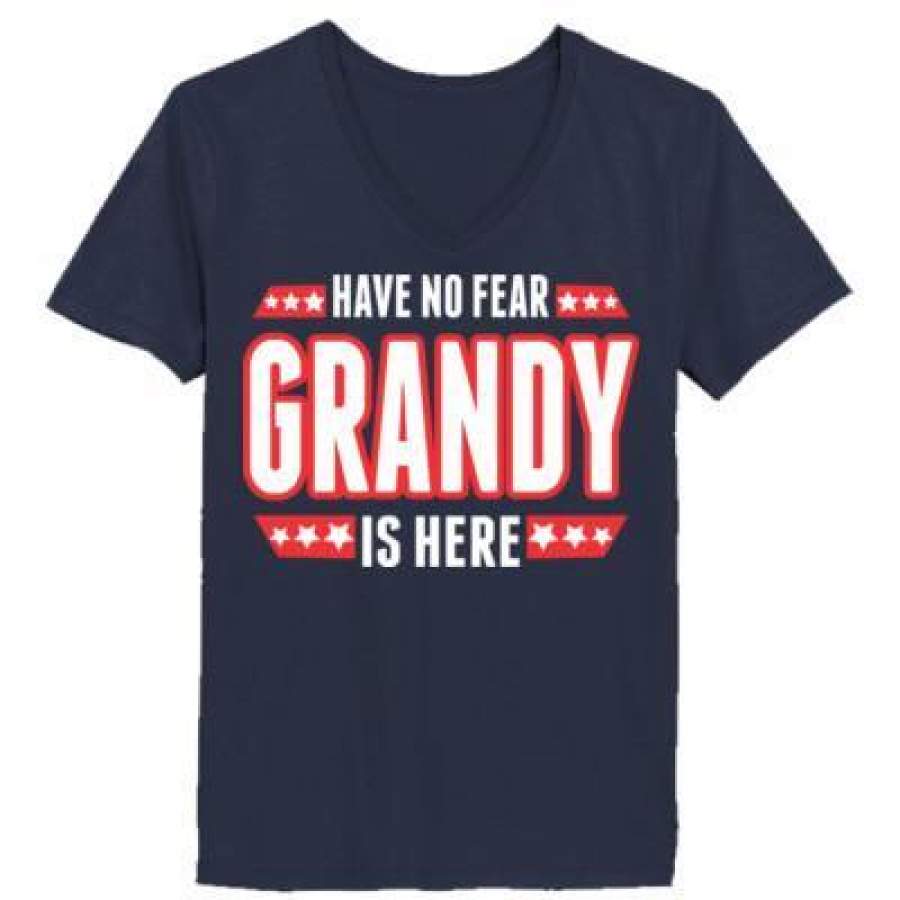 AGR Have No Fear Grandy Is Here – Ladies’ V-Neck T-Shirt