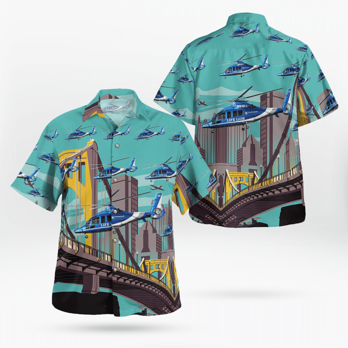 Trqd2809Bc11 Pennsylvania, Penn State Health Life Lion Emergency Medical Services And Critical Care Transport Airbus Ec155 Hawaiian Shirt