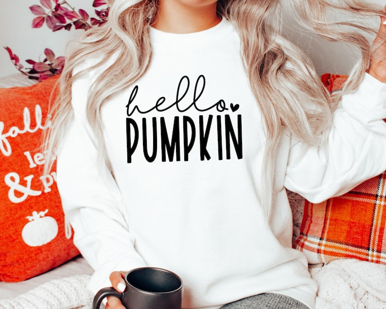 Hello Pumpkin Sweatshirt Halloween 2D Crewneck Sweatshirt All Over Print Sweatshirt For Women Sweatshirt For Men Sws4439