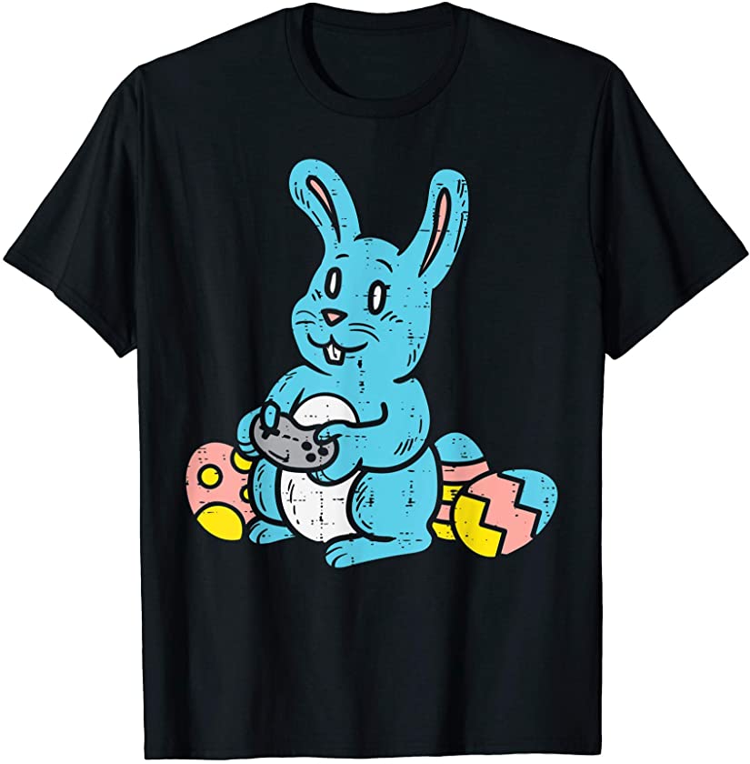 Rabbit Bunny Playing Video Games Boys Easter Gaming Gamer T-Shirt