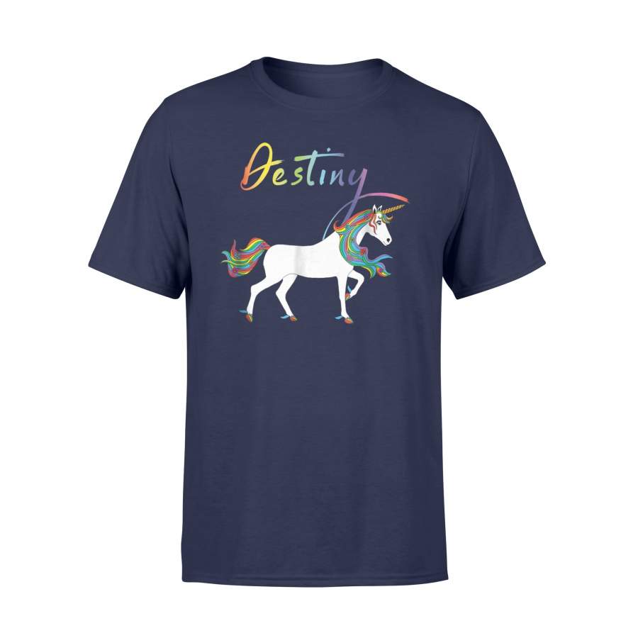 Destiny Personalized Unicorn With Name Rainbow Colors T Shirt