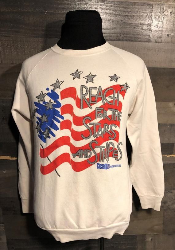 Vintage 80S Usa America Reach For The Stars And Stripes Screen Stars Crewneck 1980S Shirt Vintage Usa Military Shirt