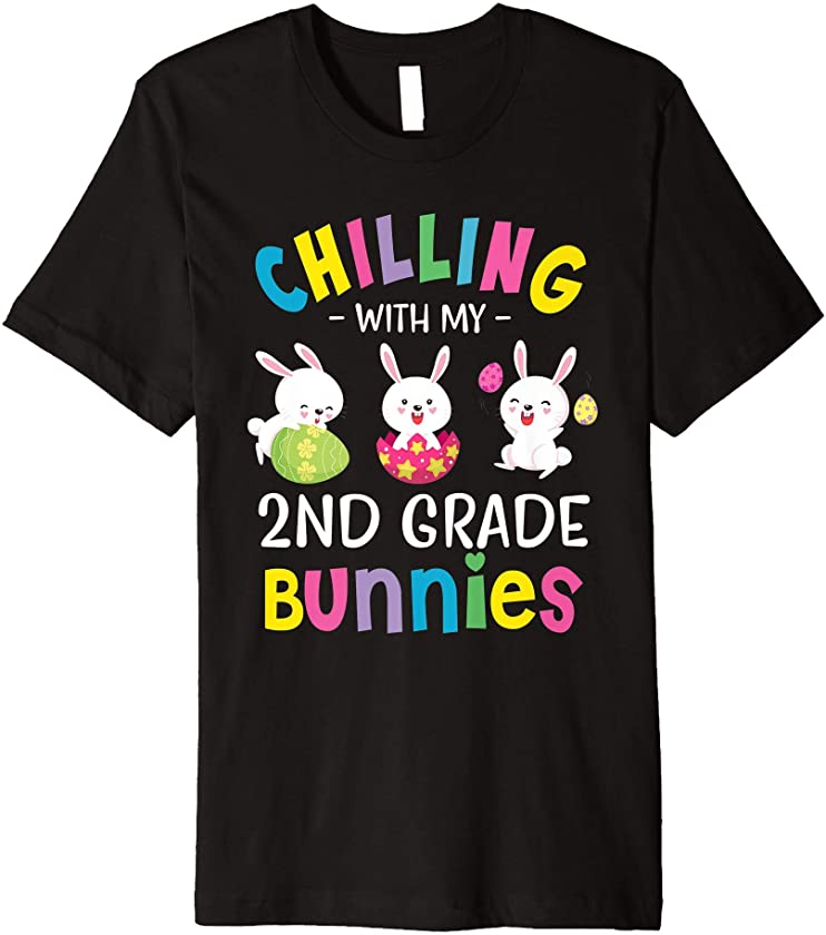 2nd Teacher Chilling With My Bunnies Cute Easter Bunny Premium T-Shirt