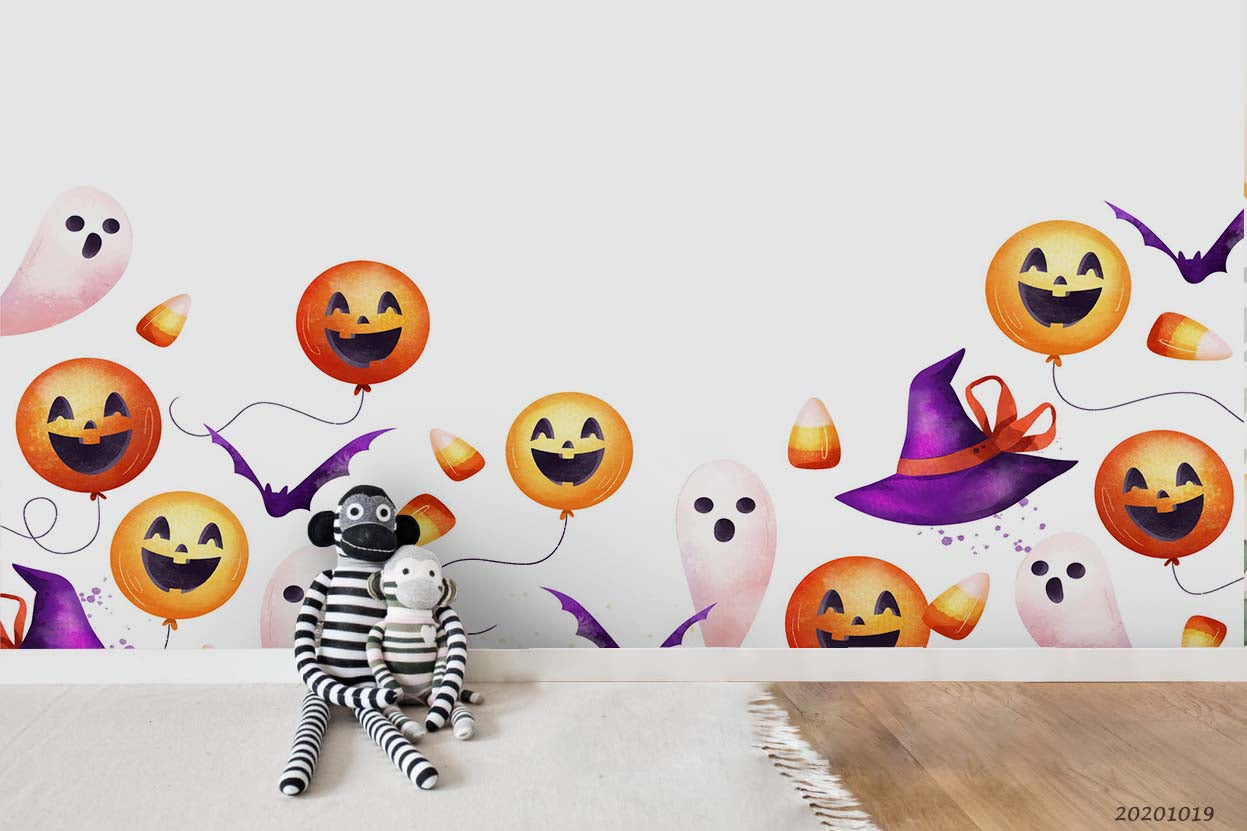 3D Watercolor Halloween Background Mural Wallpaper Wj 9481