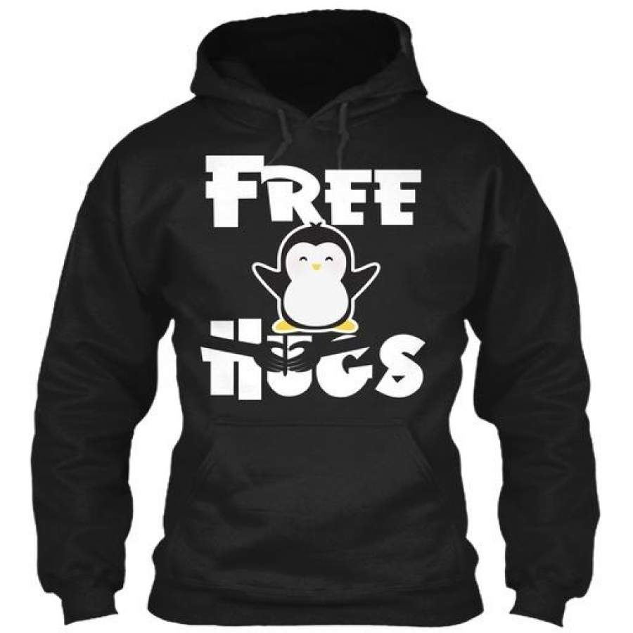 Free Hugs Friendly Penguin T Gildan Hoodie Sweatshirt