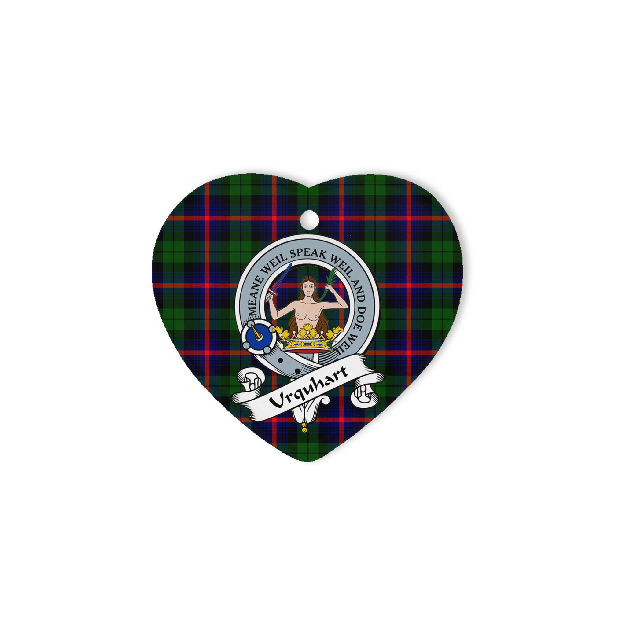 Urquhart Scottish Clan Badge Plaid Ornament Gift. Christmas Tree Ornament Urquhart Clan Tartan Ornament Great Christmas Ornaments Gift Heart Ornament