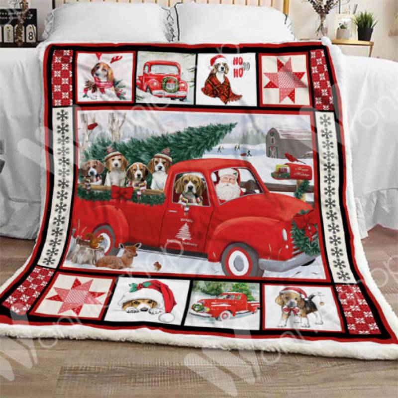 Beagle Dog Christmas Sherpa Blanket OCT1702 82O34 m1